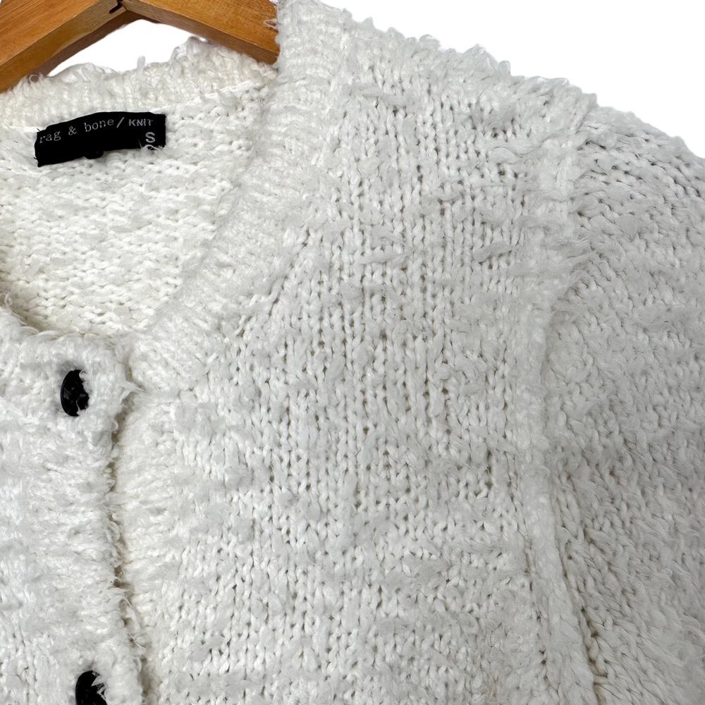 Rag & Bone Knit Womens Christina Textured Cardigan Sz Small Ivory Button Up - Picture 4 of 6